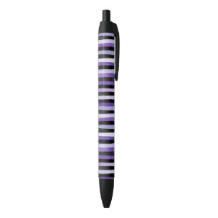 Bolígrafo De Tinta Negra Rayas Negras Moradas