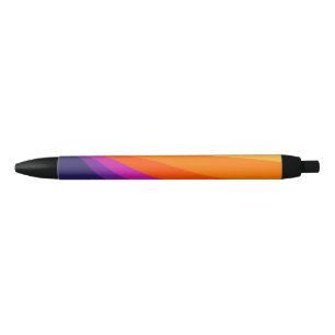 Bolígrafo De Tinta Negra Rayas retro diagonales púrpura y naranja