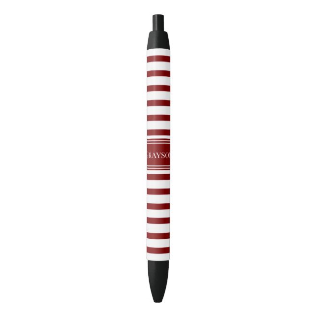 Bolígrafo De Tinta Negra Rayas Rojas (Frente vertical)