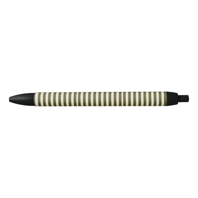 Bolígrafo De Tinta Negra Rayas Verdes de Ejército (Anverso)