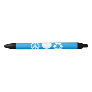 Bolígrafo De Tinta Negra Reciclaje de amor por la paz