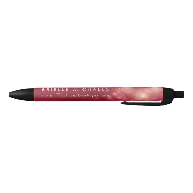 Bolígrafo De Tinta Negra Red Luxe Bokeh Sparkle Elegant Boutique (Parte de abajo)