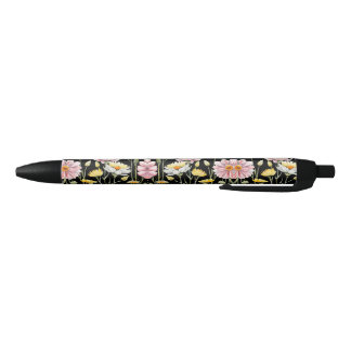 Bolígrafo De Tinta Negra Reflejos Florales