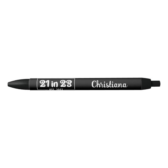 Bolígrafo De Tinta Negra Regalo de cumpleaños 21 personalizado en 23 de ene (Anverso)