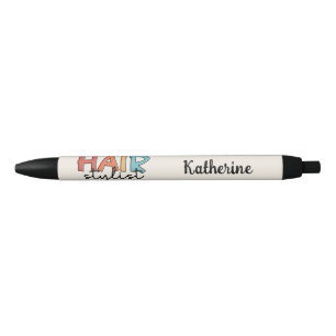 Bolígrafo De Tinta Negra Regalo de peluquería retro de estilo peinado perso