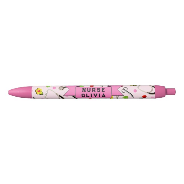 Bolígrafo De Tinta Negra Regalo rosa para enfermera educada (Anverso)