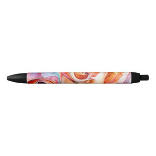 Bolígrafo De Tinta Negra Resumen de Swirls multicolores