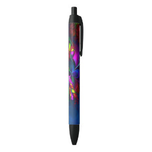 Bolígrafo De Tinta Negra Resumen floral moderno Patrón azul rojo del arte #