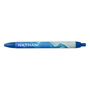 Bolígrafo De Tinta Negra Resumen moderno arte del océano azul personalizado