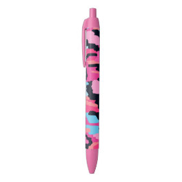 Bolígrafo De Tinta Negra Resumen pop rosado 