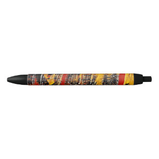 Bolígrafo De Tinta Negra Resumen Rueda de círculo retro rojo negro