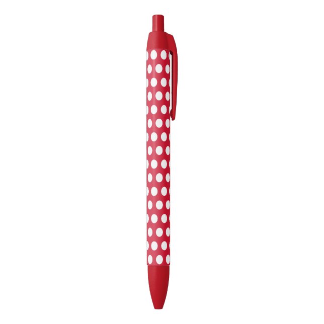 Bolígrafo De Tinta Negra Retro Red Polka Dot School Oficina de escritura re (Parte inferior (Vertical))