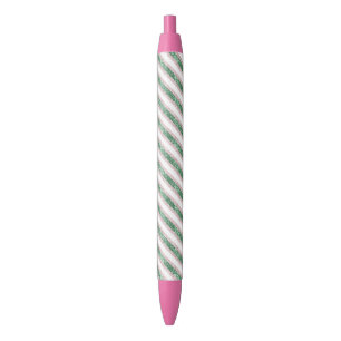Bolígrafo De Tinta Negra Rojizo Rosa Verde Brillo Rayas Navidad