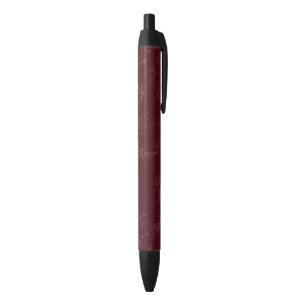 Bolígrafo De Tinta Negra Rojo Intenso Floral de Navidad Borgoña