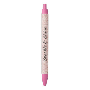 Bolígrafo De Tinta Negra Rosa brillante rubor femenino precioso
