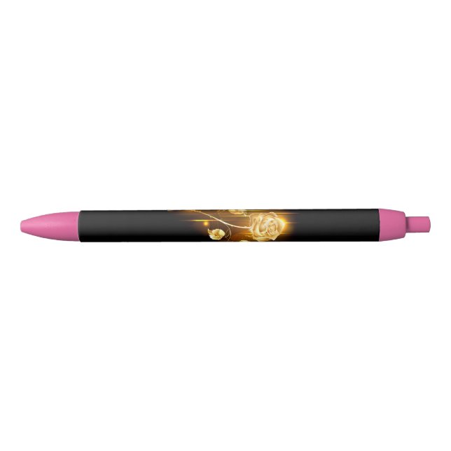 Bolígrafo De Tinta Negra Rosa de oro (rosa de oro) (Anverso)