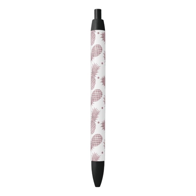 Bolígrafo De Tinta Negra Rosa de piñas doradas (Frente vertical)