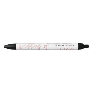 Bolígrafo De Tinta Negra Rosa moderno guión de Relieve metalizado dorado fa