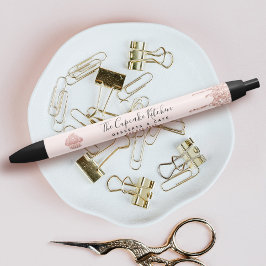 Bolígrafo De Tinta Negra Rosa Purpurina de oro desliza pastelería pastelerí