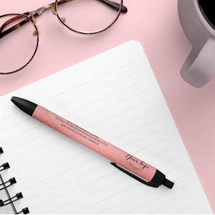 Bolígrafo De Tinta Negra Rosa purpurina de oro imprimir Sitio web de negoci