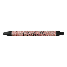 Bolígrafo De Tinta Negra Rosa Purpurina de oro Sparkle Modern Personalizado