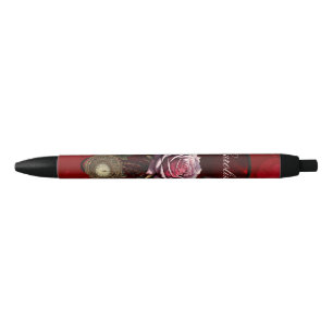 Bolígrafo De Tinta Negra Rosa Steampunk