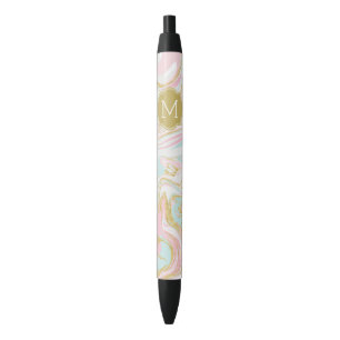 Bolígrafo De Tinta Negra Rosa y mármol de la tinta de Suminagashi del oro