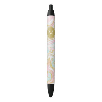 Bolígrafo De Tinta Negra Rosa y mármol de la tinta de Suminagashi del oro