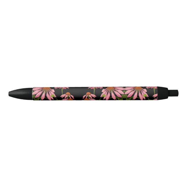 Bolígrafo De Tinta Negra rosa y negro floral (Anverso)