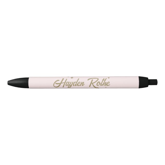 Bolígrafo De Tinta Negra Rosa y oro retro (Anverso)