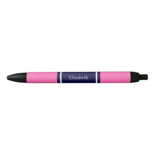 Bolígrafo De Tinta Negra Rosado sólido en caliente #2, Monograma con nombre