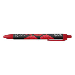 Bolígrafo De Tinta Negra Rosas