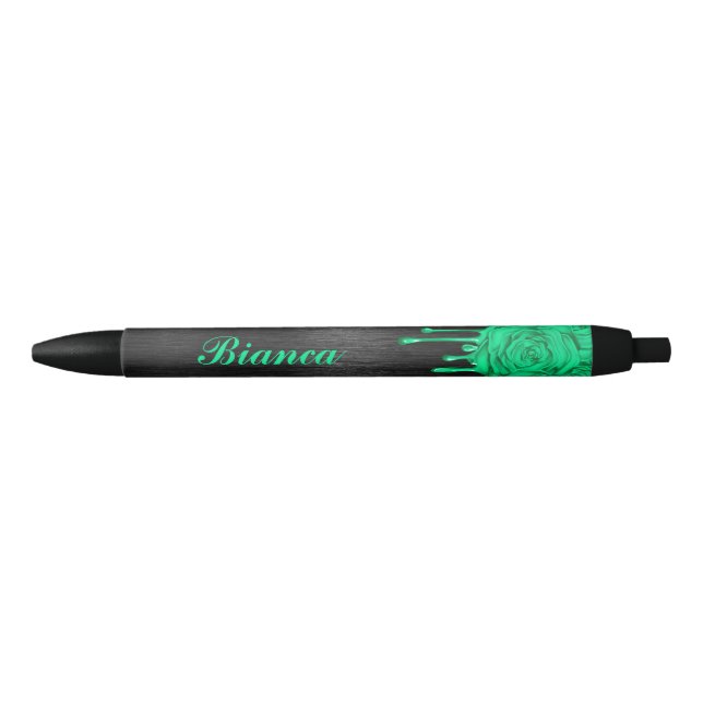 Bolígrafo De Tinta Negra Rosas de goteo personalizado de moda Pen lt. Verde (Anverso)