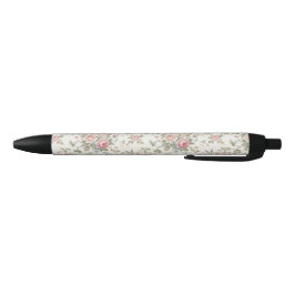 Bolígrafo De Tinta Negra Rosas Pastel Elegantes Shabby Chic