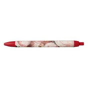 Bolígrafo De Tinta Negra Rosas rosadas
