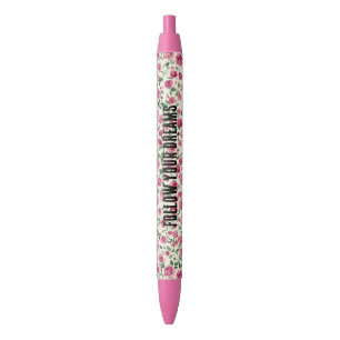 Bolígrafo De Tinta Negra Rosas Rosadas Hermosas