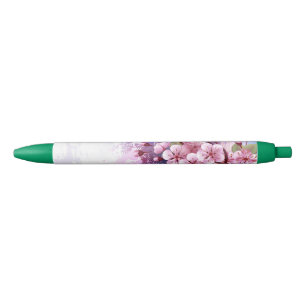 Bolígrafo De Tinta Negra Sakura rosa sobre fondo de pintura