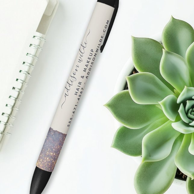 Bolígrafo De Tinta Negra Salón moderno Purpurina de Glam de oro púrpura irl (Subido por el creador)