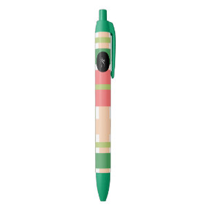 Bolígrafo De Tinta Negra Sandía Cuadros Rosa Verde