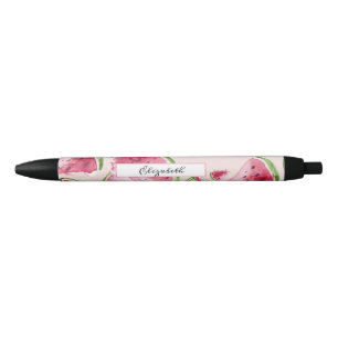 Bolígrafo De Tinta Negra Sandía Rosa Acuarela Adorable
