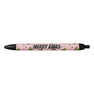Bolígrafo De Tinta Negra Santa personalizar y árbol de Navidad