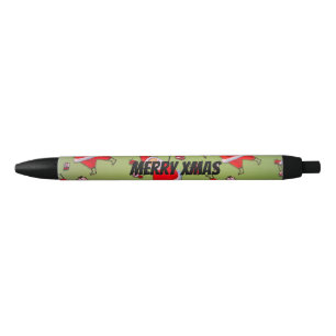 Bolígrafo De Tinta Negra Santa personalizar y árbol de Navidad