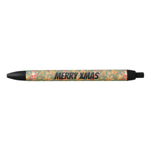 Bolígrafo De Tinta Negra Santa personalizar y árbol de Navidad