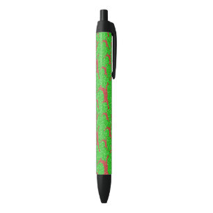 Bolígrafo De Tinta Negra Santa Reno Brillante Verde Rojo Feliz Navidad