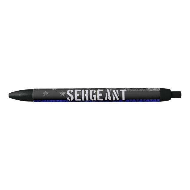 Bolígrafo De Tinta Negra Sargento Bandera de la Línea Azul Thin (Anverso)