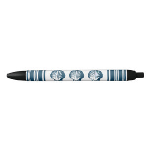 Bolígrafo De Tinta Negra Seashells y rayas