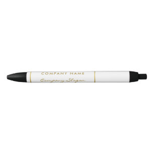 Bolígrafo De Tinta Negra Sencillo efecto blanco y Relieve metalizado dorado
