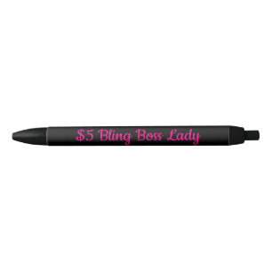 Bolígrafo De Tinta Negra Señora de $5 Bling Boss