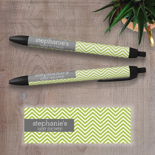 Bolígrafo De Tinta Negra Serie Baby Shower neutra de género gris y verde li