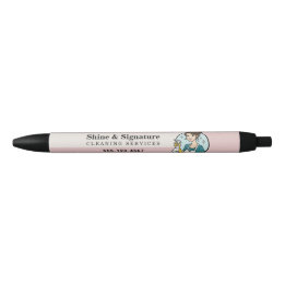 Bolígrafo De Tinta Negra Servicios de limpieza de criadas modernas rosadas